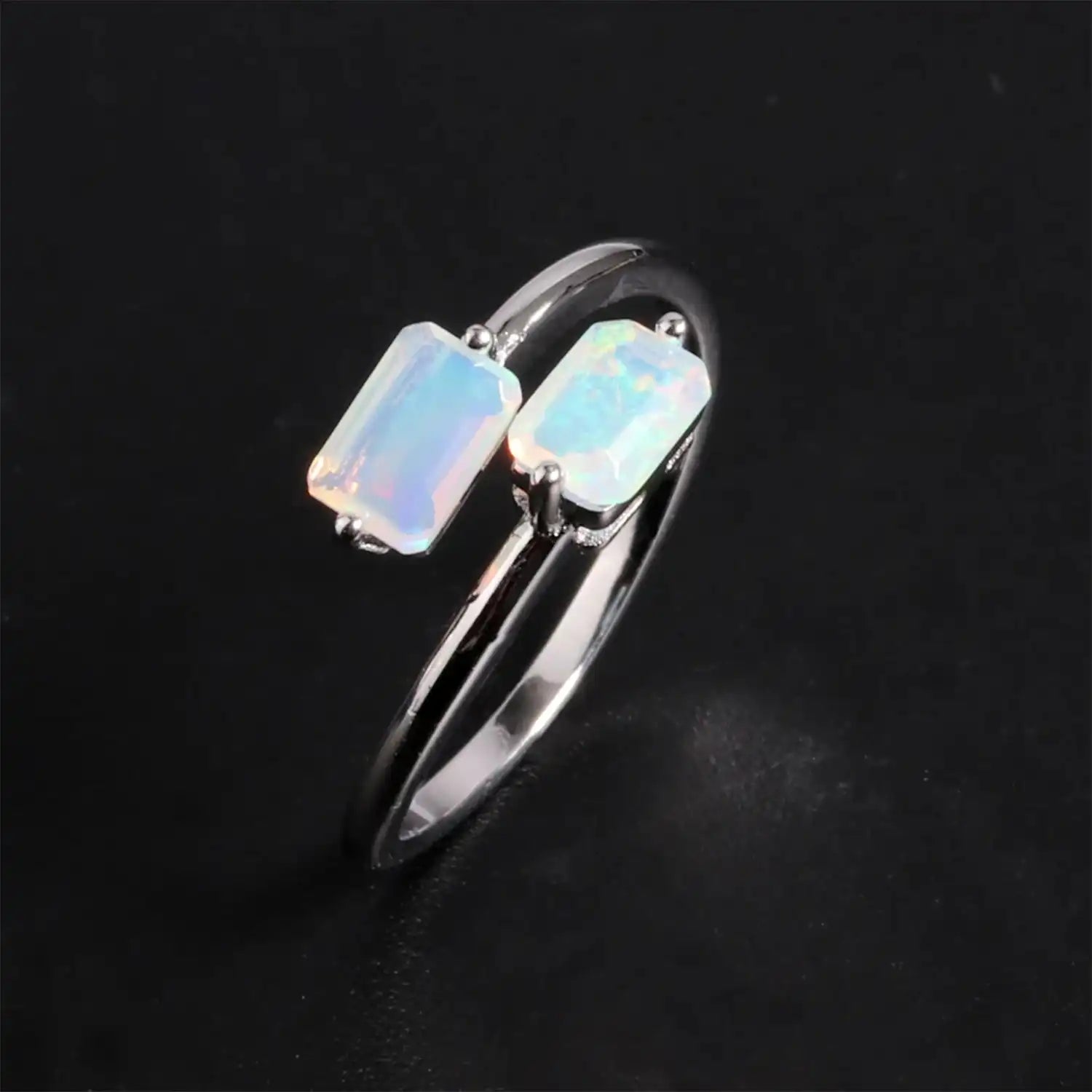 Natural Opal Adjustable Sterling Silver Ring